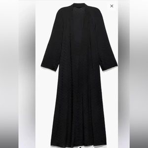 Savage X Fenty Woven Voile Sleep Long Robe Black Monogram Jacquard XS/S